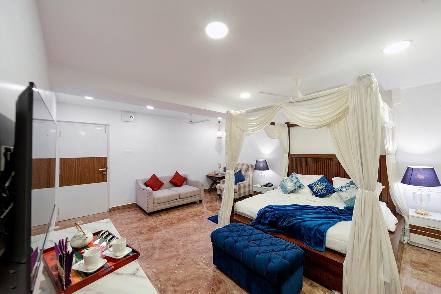 Comfortable double room – stay options Risa Banquets ECR venue