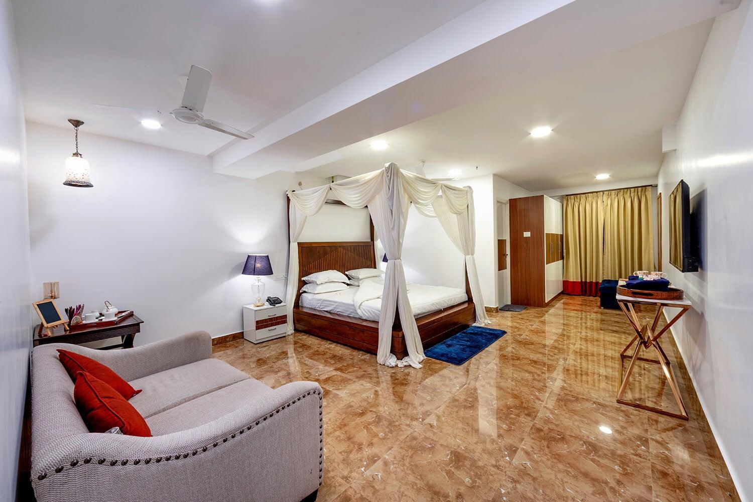 Spacious AC room for guests – banquet stay packages ECR